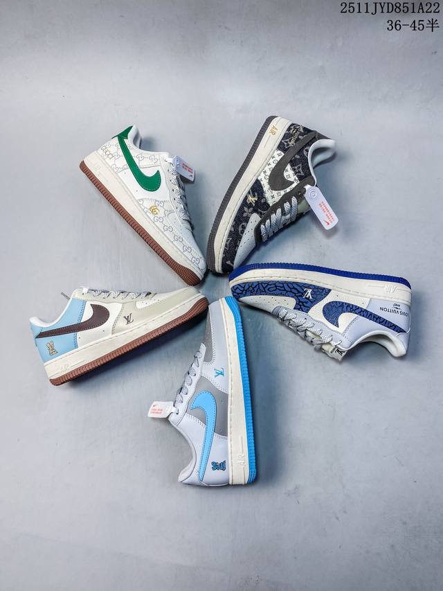 海外限量发售！公司级Nike Air Force 1 '07 Low “Lv联名 黑金”空军一号 低帮 运动鞋 休闲鞋 折边针车 工艺难度大 原楦头原纸板 原装