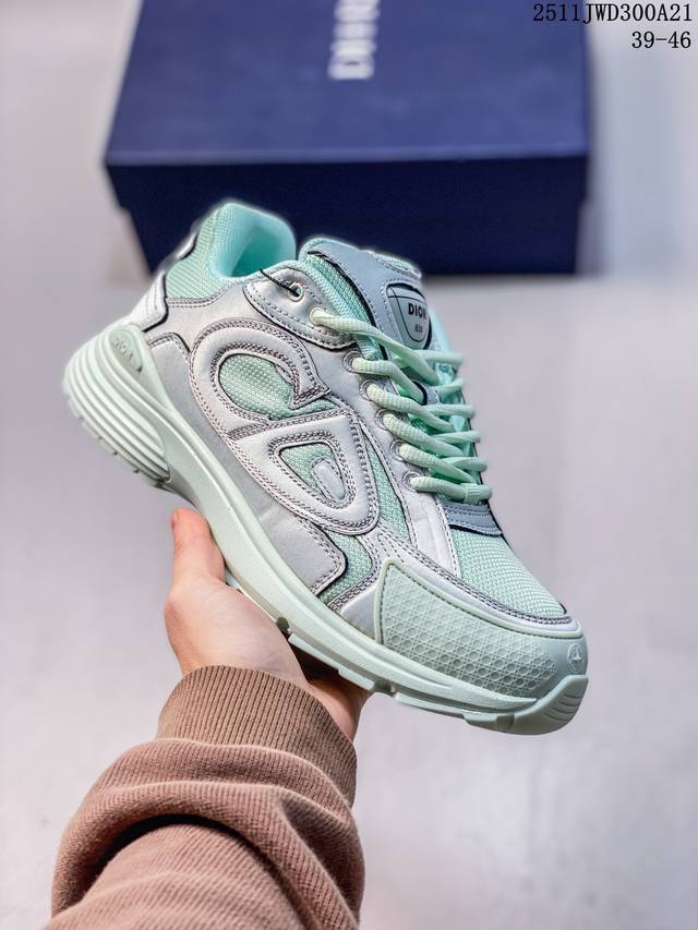 真标Dior迪奥B30网眼织物厚底系带休闲低帮运动鞋男女同款老爹鞋 货号：1116151 尺码：36-46 编码：D23321121 11Jvd300A21