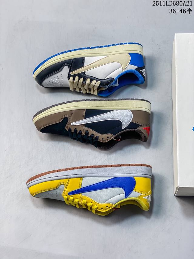 Nike Air Jordan 1 X Travis Scott Aj1倒勾 乔一倒钩 耐克 低帮文化篮球鞋 货号:Dm7866-140 尺码:36 36.5