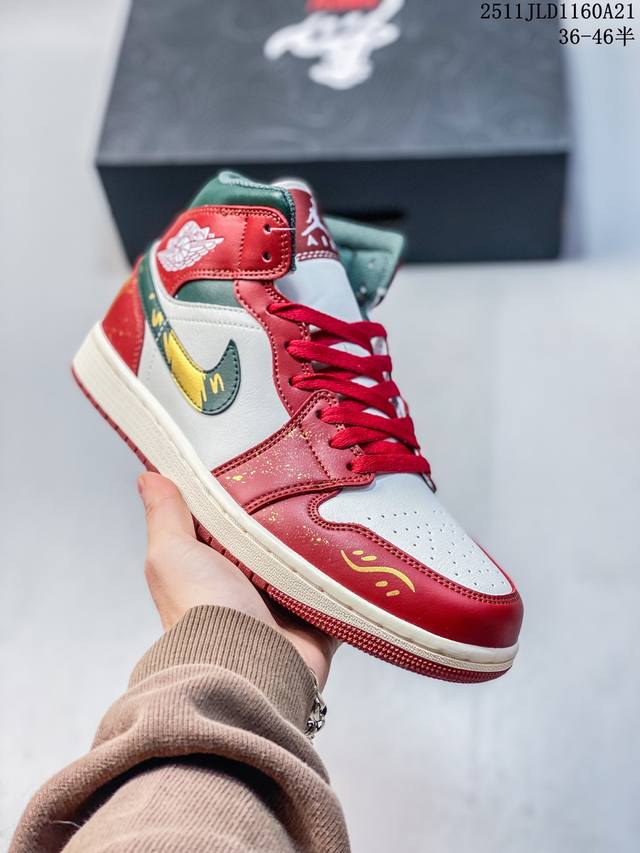定制球鞋 Jordan Air Jordan 1 午马之年 新中式 国风 马年限定 新春 耐磨 中帮 复古篮球鞋 男女同款 白红色 货号 : Dq8426-10