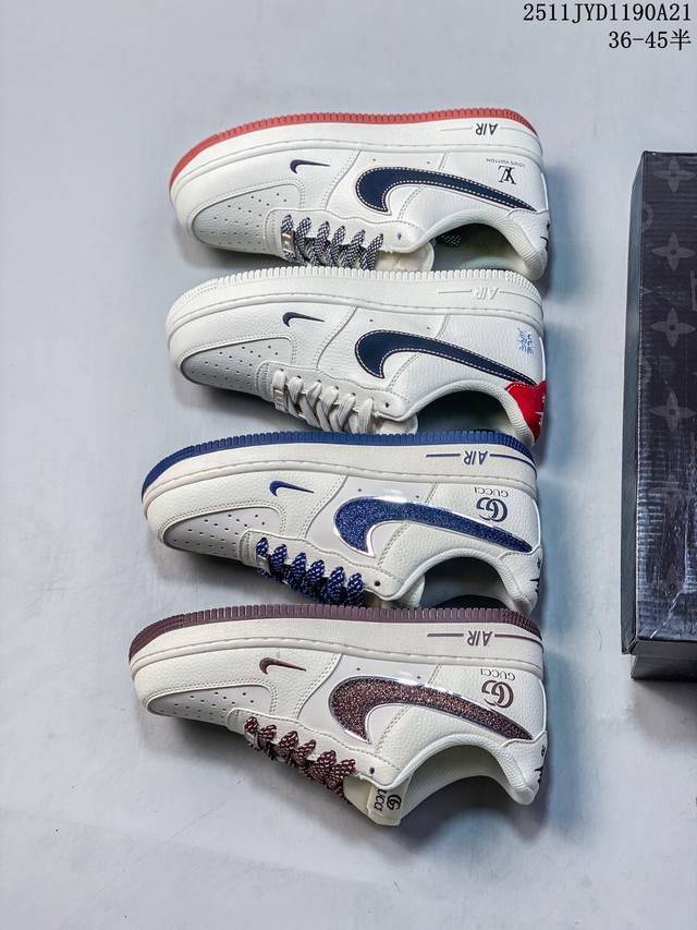 海外爆款限量发售！公司级Nike Air Force 1 '07 Low “Lv联名 米白黑”空军一号 低帮 运动鞋 休闲鞋 折边针车 工艺难度大 原楦头原纸板