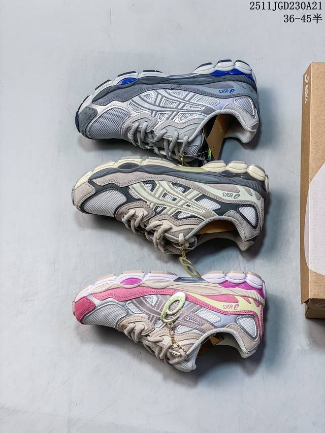 真标Asics Gel-Nyc 亚瑟士 透气网眼鞋面 配合部分合成革材质 采用全新Ahar+橡胶材质 更加耐磨 货号:1203A383-025 尺码:36 37