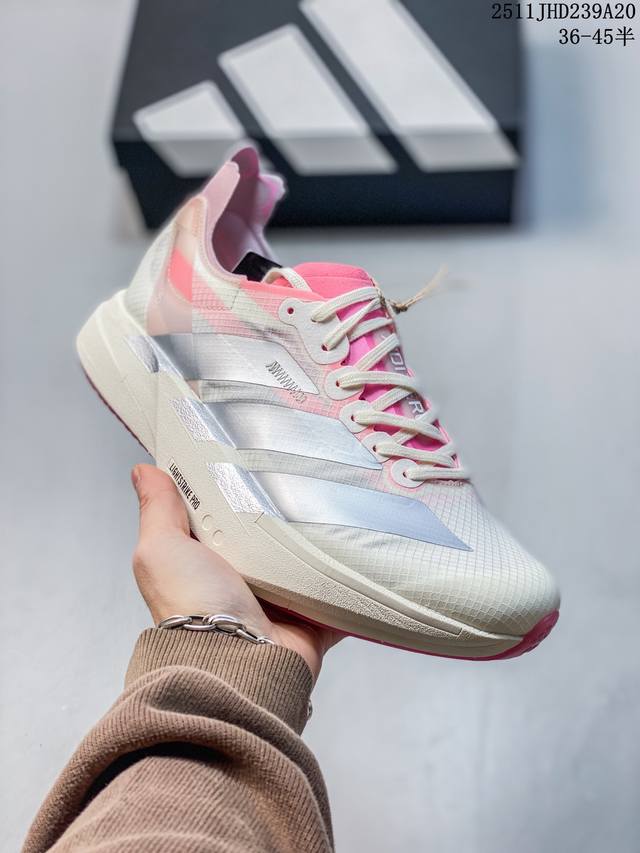 公司级Adidas Adizero Adios pro 4M 马拉松飞线贾卡轻质透气休闲运动跑步鞋 采用双层透气网纱 Flywire动态飞线绑缚鞋面材质 内置Z