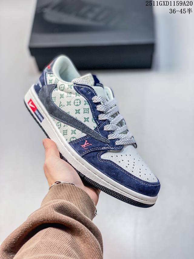 海外爆款限量发售！Travis Scott X Fragment Design X Jordan Air Jordan 1 Low Og Sp “Lv联名 灰蓝