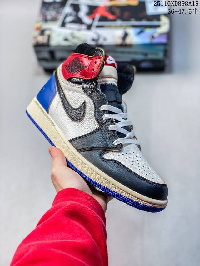 Frgmt X Union X Aj1 High Og Sp To Aj1 乔1藤原浩大闪电 高帮篮球鞋 Io7847-002 #该联名配色以To命名，鞋身以白