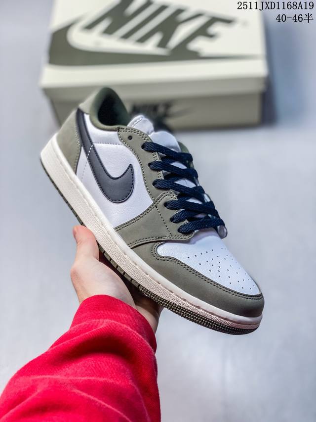 Jordan Air Jordan 1 Retro Low Og 时尚舒适 防滑耐磨 低帮 复古篮球鞋 男款 绿色 主货号Hq6998-200 尺码40-46带