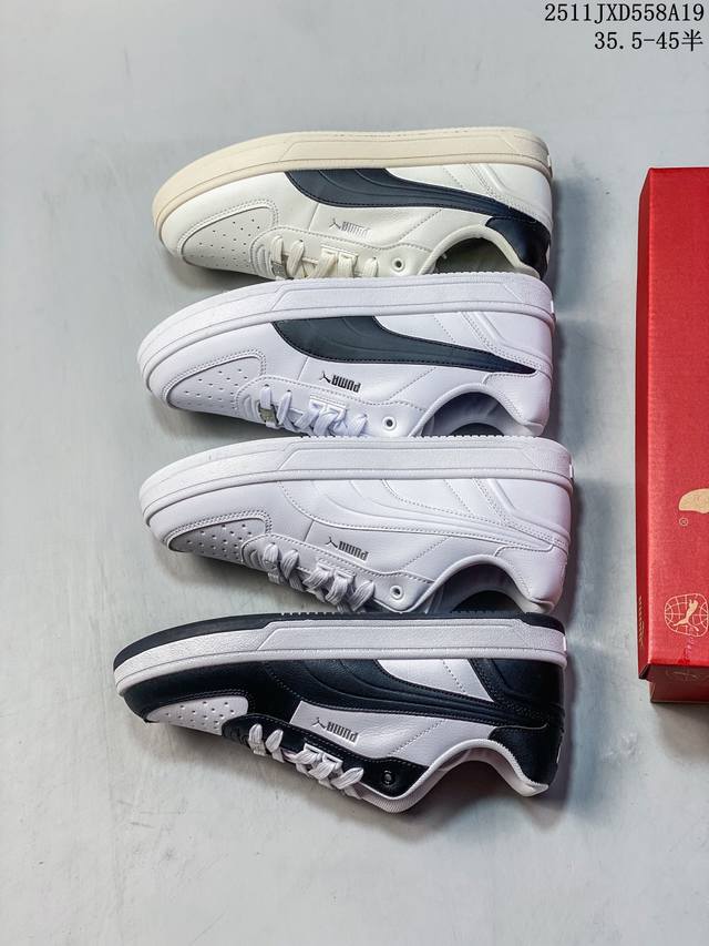 puma彪马 Caven 2.0 舒适百搭 耐磨轻便 低帮 生活休闲鞋 男女同款 米色，全新款 Slipstream Laces，采用不同颜色皮革的拼接，视觉层