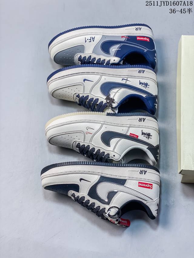 海外爆款限量发售！公司级Nike Air Force 1 '07 Low “斯图西联名 Supreme联名 米黑水晶底”空军一号 高端定制 低帮 运动鞋 休闲鞋