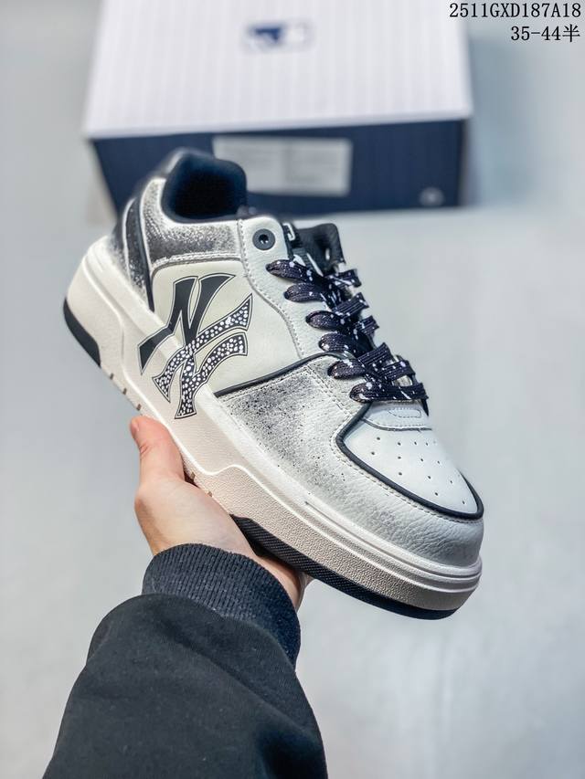 Mlb Chunky Liner 厚底低帮休闲鞋 做旧涂鸦彩绘 Diy定制 Ny印花限定 牛皮材质 公司级 真标带半码 Size:35-44码 #Wss4825