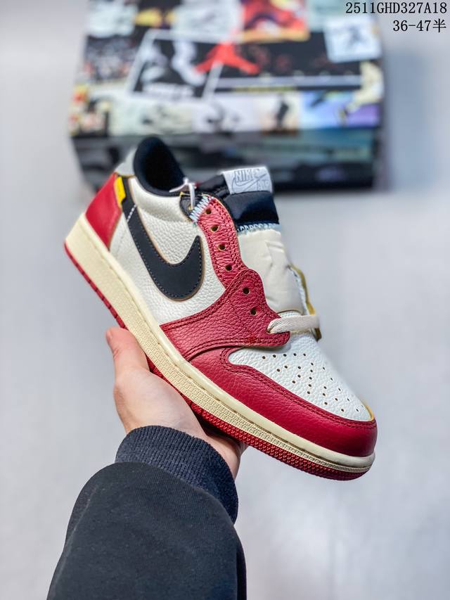 公司级带半码 耐克 Nike Air Jordan 1 Low Aj1乔1 低帮潮流缓运动休闲板鞋。Aj1 低帮拼接 完美版型真头层牛皮# 内置缓震气垫 原鞋开