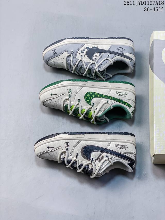 海外爆款限量发售！公司级 Nike Sb Dunk Low“Lv联名-绑带黑勾” 周年高端定制 低帮休闲板鞋 定制鞋盒 大厂纯原品质出货 超高清洁度 皮料切割干