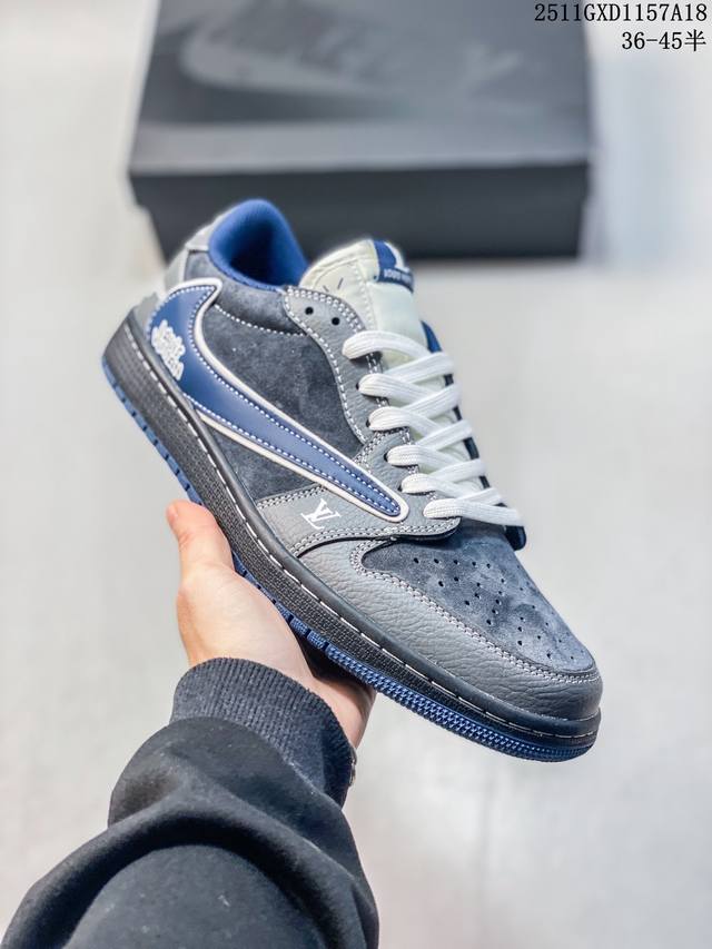 海外爆款限量发售！Travis Scott X Fragment Design X Jordan Air Jordan 1 Low Og Sp “Lv联名 墨兰