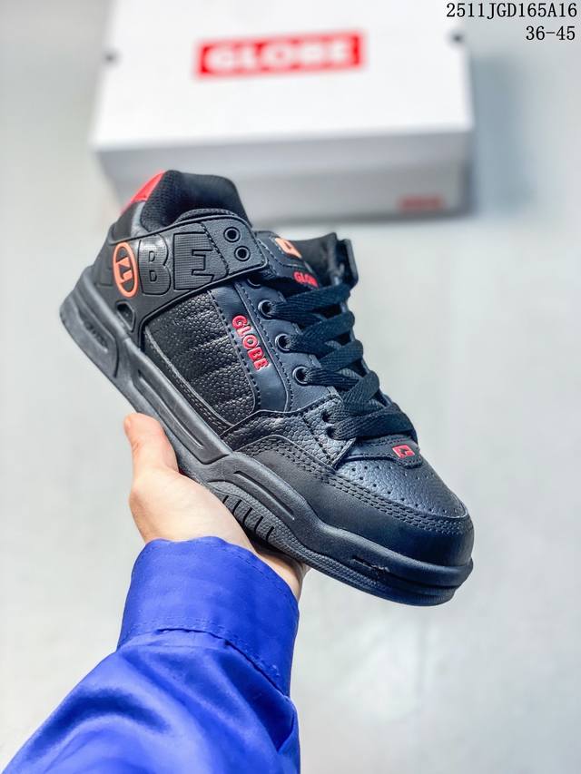 新品 Globe板鞋男女士舒适穿着轻便灵活耐磨耐用防滑性能黑白配色Black White滑板鞋男透气经典款式时尚设计简约风格，学生党也能轻松入手的潮流选择！这双