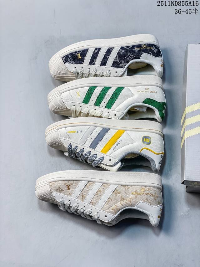 特价： 公司级Adidas Originals Superstar 阿迪达斯 三叶草 贝壳头’Diy’系列低帮经典百搭休闲运动板鞋 原装头层材料 用料绝不含糊