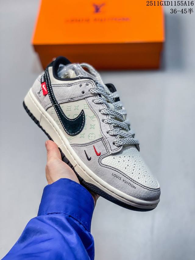海外爆款限量发售！Nike Sb Dunk Low“Lv联名 灰猪八红黑小勾” 周年高端定制 低帮休闲板鞋 定制鞋盒 大厂纯原品质出货 超高清洁度 皮料切割干净