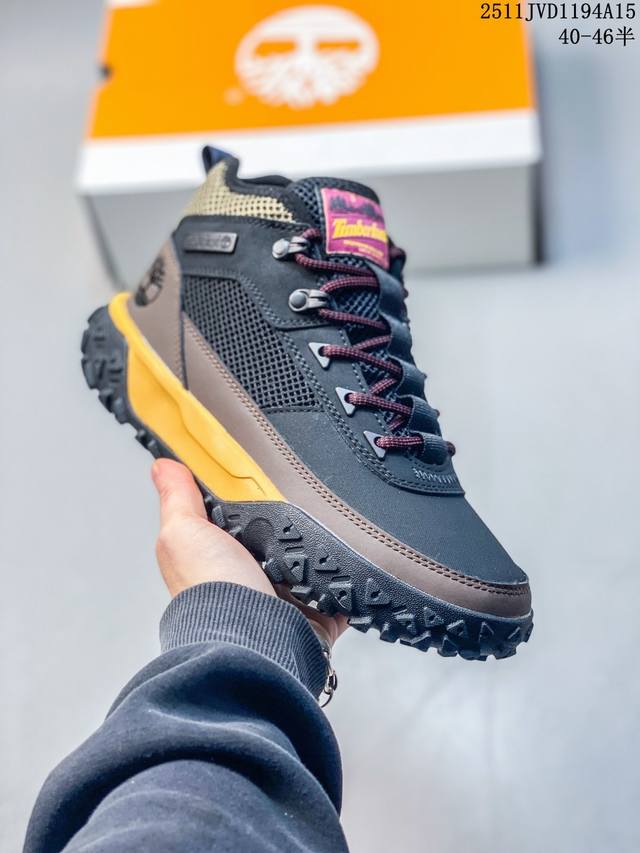 Timberland添柏岚灰棕黑，夏季网面设计，户外高帮休闲大黄靴系列 广东大厂品质 原盒原包装 24Ss新款 时尚潮流搭配 面料采用意大利顶级磨砂细纹皮 搭配