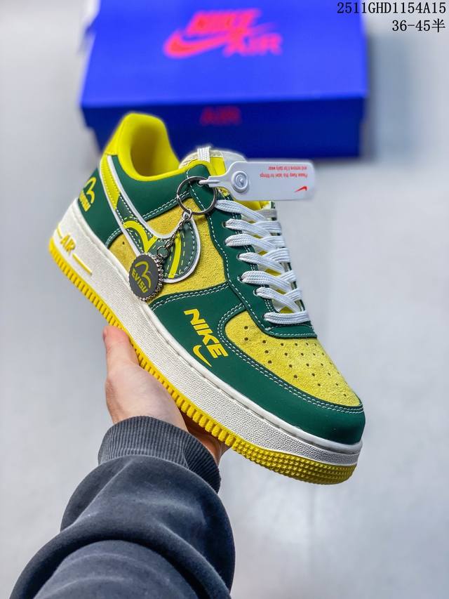 海外限量发售！公司级Nike Air Force 1 '07 Low “草绿黄”空军一号 低帮 运动鞋 休闲鞋 折边针车 工艺难度大 原楦头原纸板 原装鞋盒 定