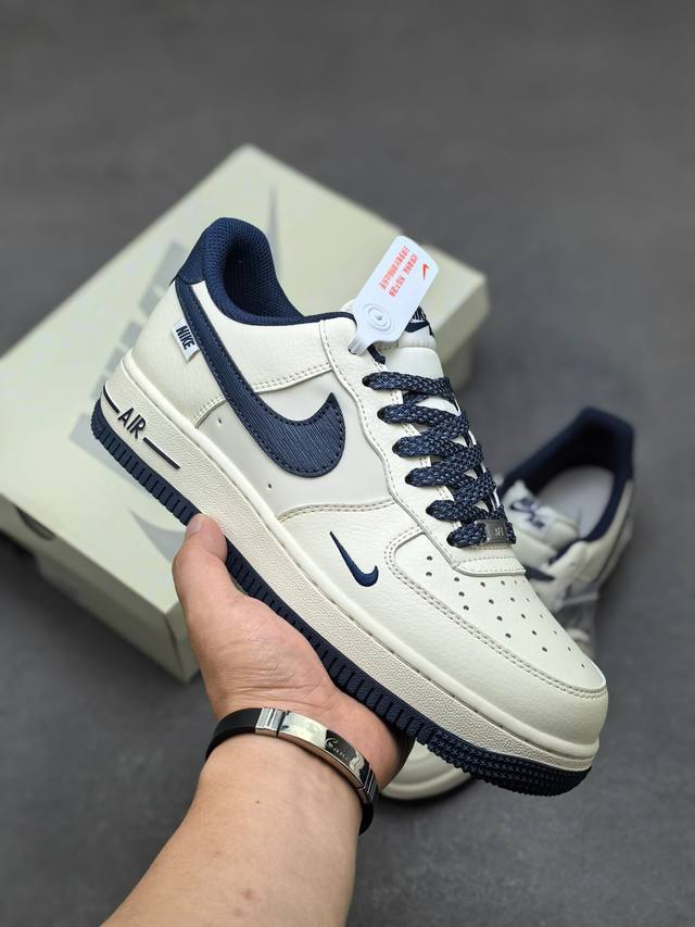 海外限量发售！公司级Nike Air Force 1 '07 Low “Nike-树纹午夜蓝”空军一号 低帮 运动鞋 休闲鞋 折边针车 工艺难度大 原楦头原纸板