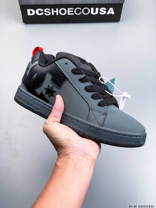 街头装品牌 Dcshoecousa时尚鞋子男鞋休闲板鞋低帮圆头百搭 琉凤大底耐磨滑板鞋皮质运动舒适Bmx板鞋Dc 鞋型经典百搭，低帮系带设计，皮革鞋面，装饰品牌