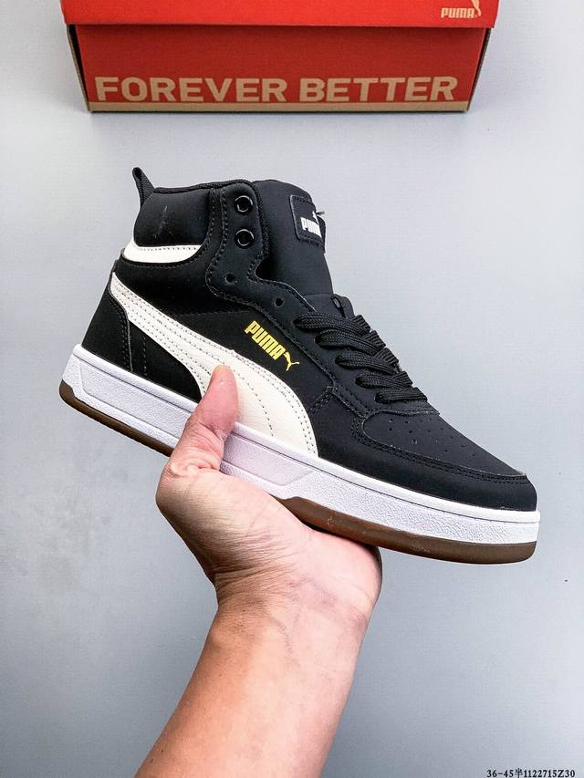 puma Caven 2.0 Retro Club 彪马防滑耐磨中帮德训板鞋 孔眼底座和脚趾凸起由猪八革材料制成 支持侧踏时的踏步工作 即使在健身房等使用环境中