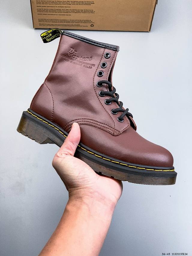 Dr. Martens 马汀博士 经典厚底高帮8孔软皮复古马丁靴 1122115X24