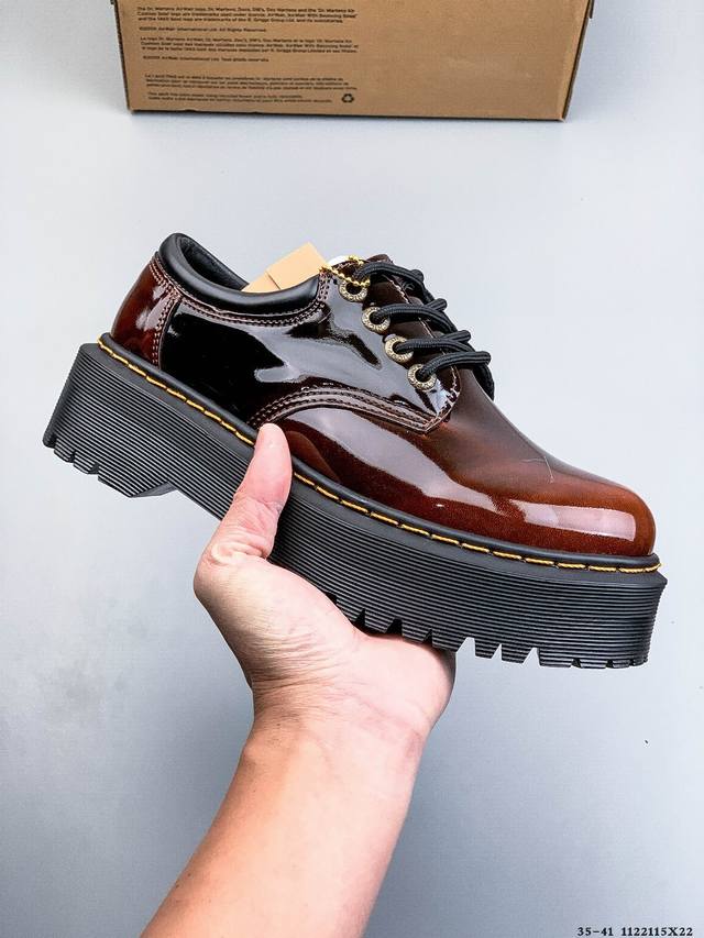 Dr.Martens马汀博士 Martens 1461 Smooth Leather platform系列松糕高帮英伦骑士朋克复古机车厚底粗跟 马丁靴 采用硬质