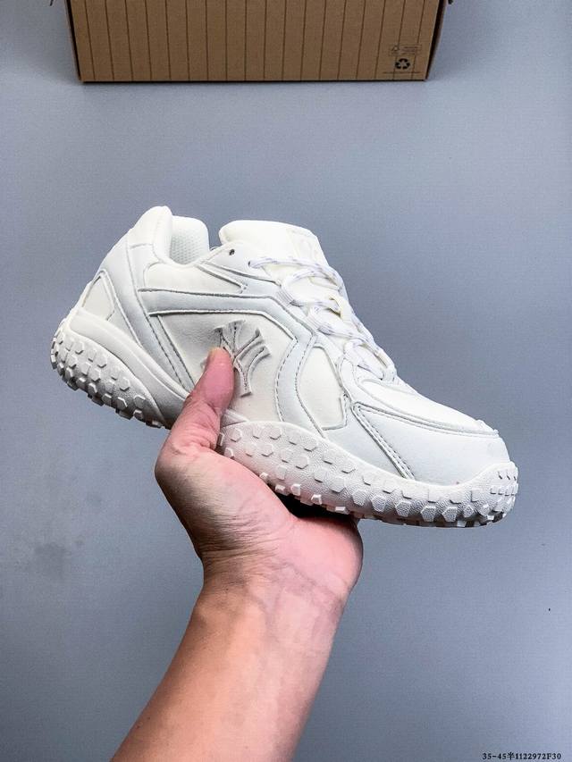 公司级！Mlb Chunky Liner 厚底休闲跑步鞋 Ny印花 牛皮材质运动鞋 1122972F30