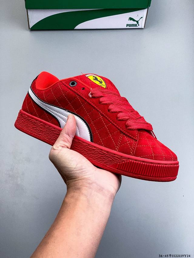彪马puma Suede Xl 全新休闲板鞋！鞋身通体采用细腻的麂皮材质，厚实柔软，质感出众；鞋侧保留puma标志性跑道图案，侧面与后跟点缀金属色puma Lo