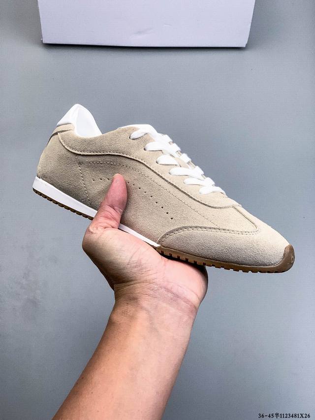 Alo Yoga Sunset真皮休闲德训鞋女款 2025新款超火巨好看阿甘鞋 平底防滑运动鞋 1123481X26