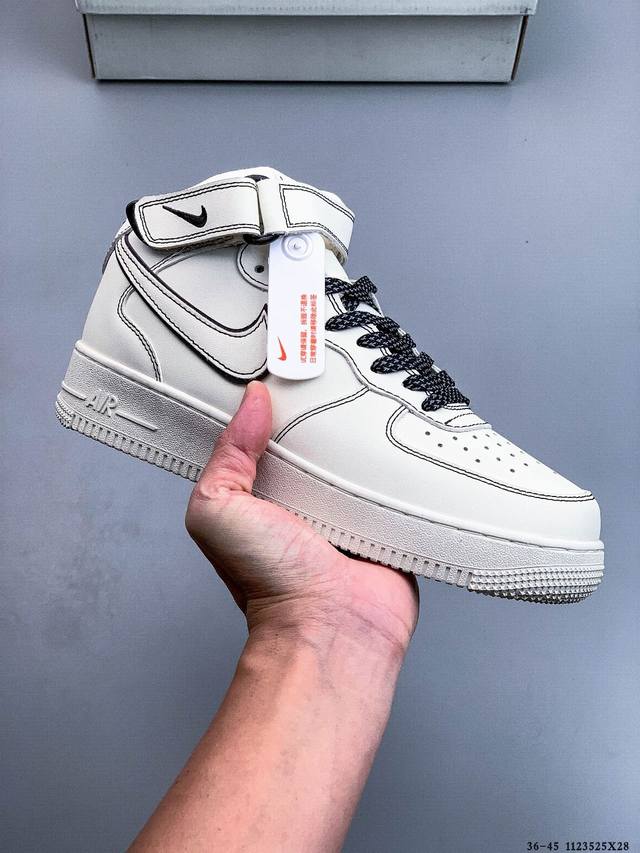二层真标 ！耐克Nike Air Force 1 Mid 空军一号中帮百搭休闲鞋 1123525X28