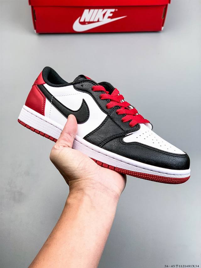 公司级头层！耐克Nike Air Jordan 1 Low Aj1乔1 倒勾低帮潮流缓运动休闲板鞋。Aj1 低帮拼接 完美版型真头层牛皮# 内置缓震气垫 原鞋开