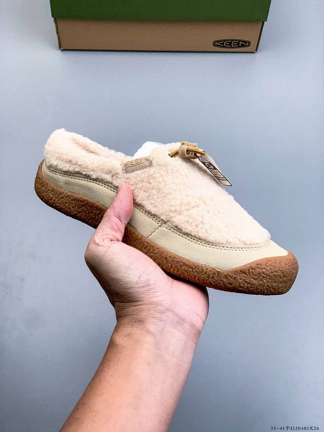 公司级！Keen Howser Iii Slide 科恩秋冬保暖一脚蹬女鞋毛毛鞋小羊蹄棉鞋 1120481X26
