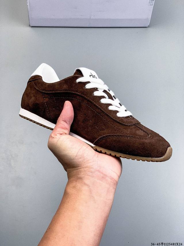 Alo Yoga Sunset真皮休闲德训鞋女款 2025新款超火巨好看阿甘鞋 平底防滑运动鞋 1125481X24