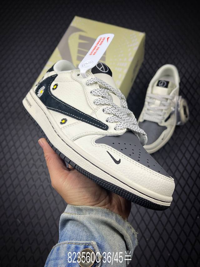 C Nike Air Jordan 1 Low 定制配色 小雏菊联名 定制Aj联名-高端定制 低帮复古文化板鞋 #定制鞋盒 大厂纯原品质出货 超高清洁度 皮料切