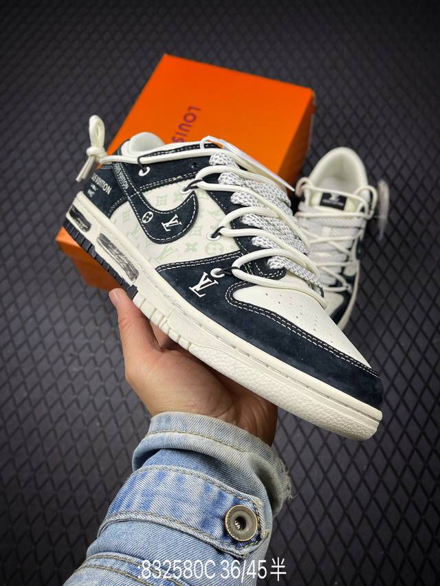 C 海外爆款限量发售！Nike Sb Dunk Low“Lv联名 黑涂鸦抽绳” 周年高端定制 低帮休闲板鞋 定制鞋盒 大厂纯原品质出货 超高清洁度 皮料切割干净