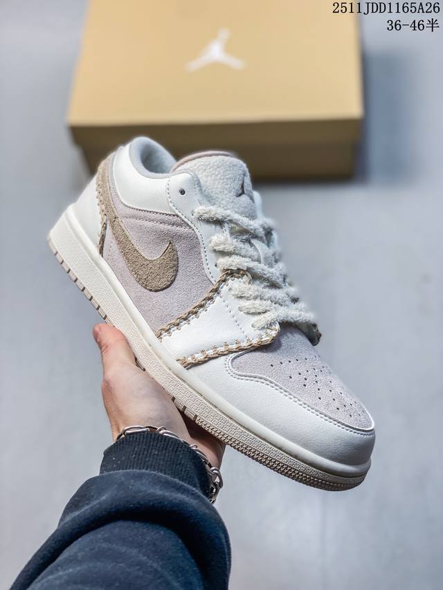 Jordan Air Jordan 1 皮革 舒适柔软 透气 低帮 复古篮球鞋 男女款 米色 主货号:Hv4268-120 尺码36-46带半码 11Jdd11