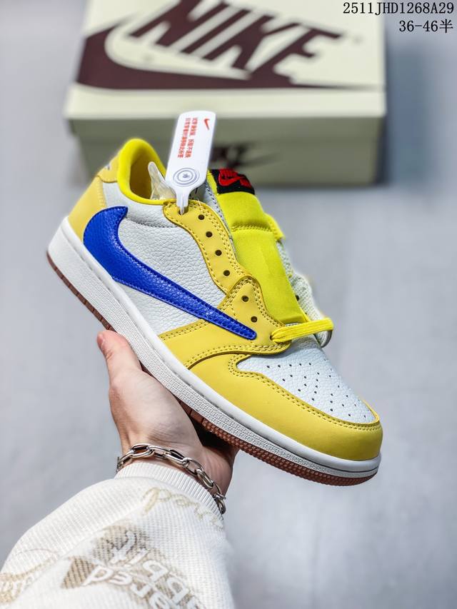 Aj1倒勾Travis Scott X Air Jordan 1 ” Reverse Mocha “ Aj1乔1 Ts 闪电 联名倒钩 低帮文化篮球鞋 完美品质