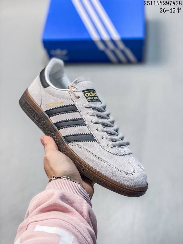真标带半码：阿迪达斯 Adidas Handball Spezial 三叶草学院风复古休闲板鞋 德训鞋 橡胶底柔软皮革经典运动鞋板鞋 货号：If6561 码数：