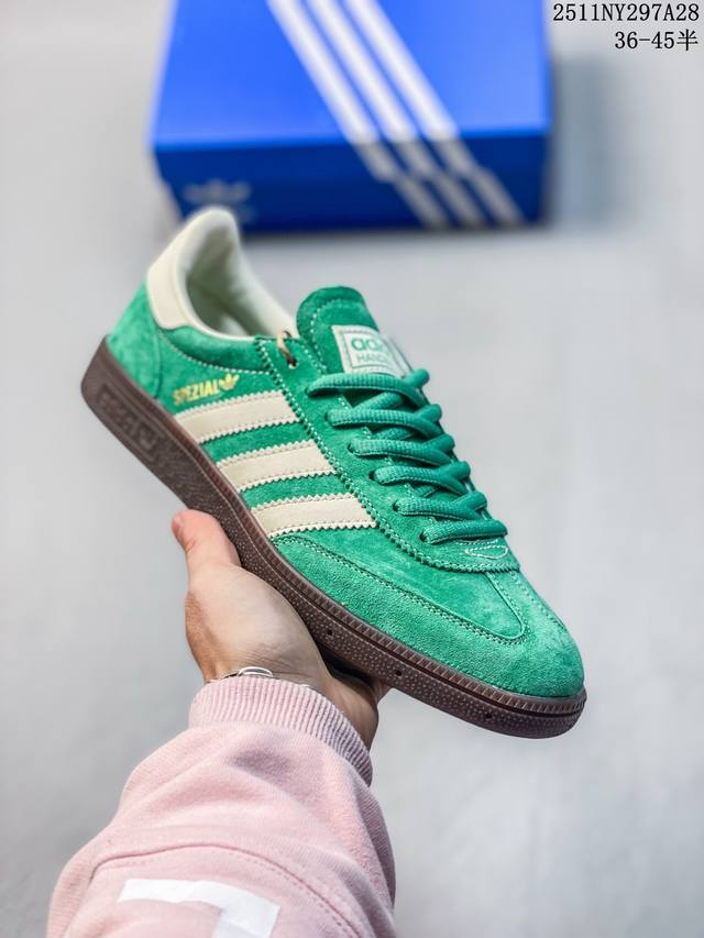 真标带半码：阿迪达斯 Adidas Handball Spezial 三叶草学院风复古休闲板鞋 德训鞋 橡胶底柔软皮革经典运动鞋板鞋 货号：If6561 码数：