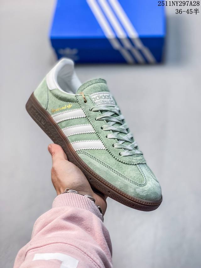 真标带半码：阿迪达斯 Adidas Handball Spezial 三叶草学院风复古休闲板鞋 德训鞋 橡胶底柔软皮革经典运动鞋板鞋 货号：If6561 码数：