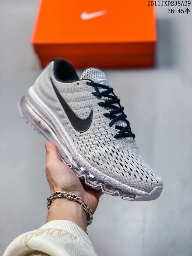 公司级Nike Air Max 2017 White pure platinum 系列耐克低帮百搭贾卡网面全掌气垫患者休闲运动慢跑鞋 货号:849560-009