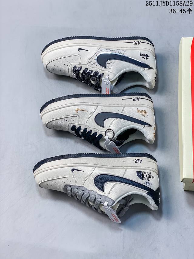 海外限量发售！公司级Nike Air Force 1 '07 Low “北面联名 米黑小勾”空军一号 低帮 运动鞋 休闲鞋 折边针车 工艺难度大 原楦头原纸板