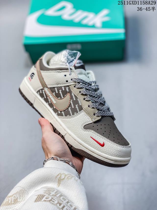 海外爆款限量发售！Nike Sb Dunk Low“北面联名 米浅棕” 周年高端定制 低帮休闲板鞋 定制鞋盒 大厂纯原品质出货 超高清洁度 皮料切割干净无任何毛