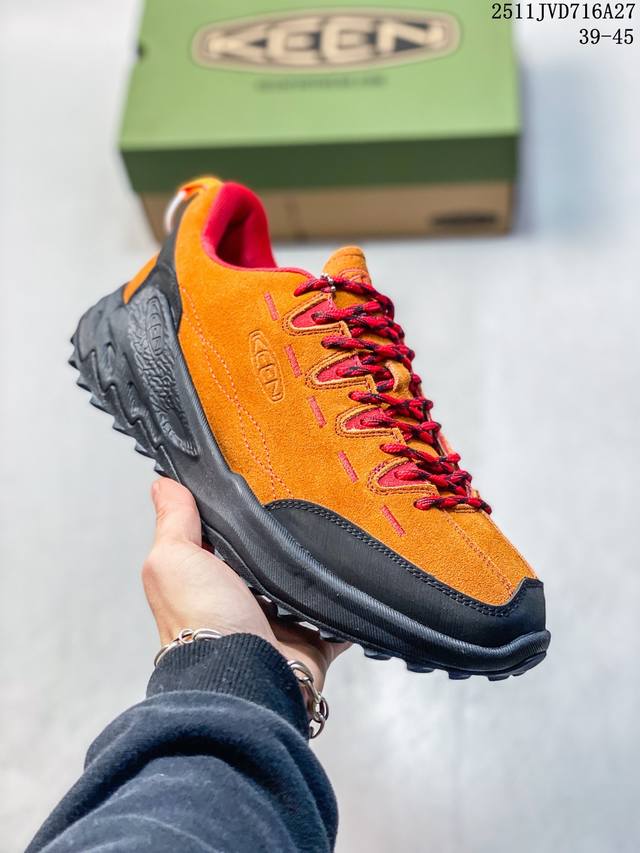 公司级Keen科恩 Jasper Zionic 低帮户外露营运动登山防滑休闲鞋 采用固色翻毛皮鞋面材质 内嵌高密度Eva发泡缓震脚垫 外置一体式包裹防滑防剐蹭耐