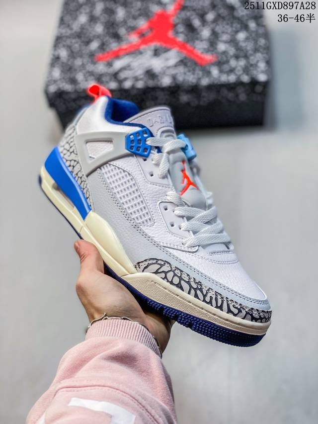 Jordan Spizike Low Cny 乔丹合体元素 米黑配色 文化休闲板鞋 整双鞋在 Air Jordan 5 Low 廓形的基础上，通过加入 Aj3