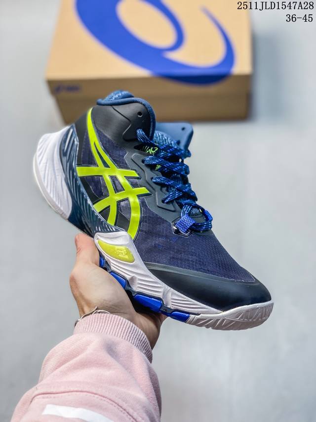 公司级Asics Metarise 亚瑟士 织物网面 舒适 防滑耐磨透气支撑 低帮 排球鞋 采用了Mono-Sock鞋面设计 有助于促进舒适的穿着和出色的支撑