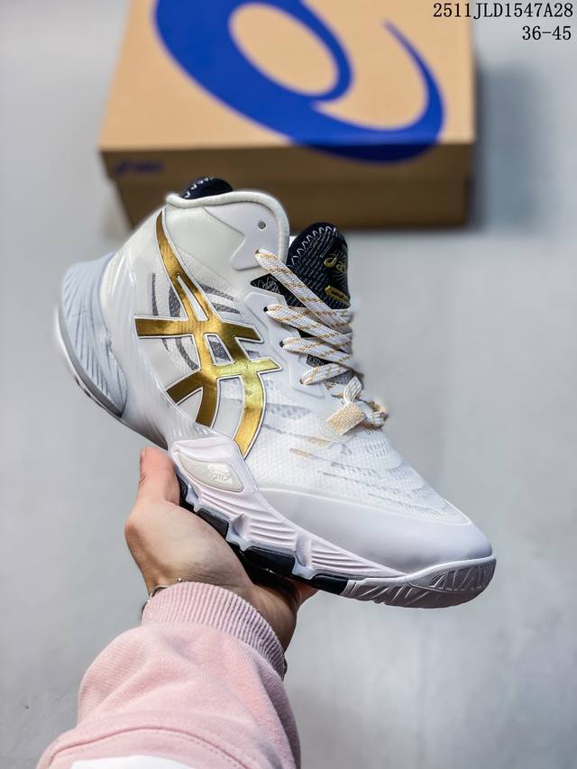 公司级Asics Metarise 亚瑟士 织物网面 舒适 防滑耐磨透气支撑 低帮 排球鞋 采用了Mono-Sock鞋面设计 有助于促进舒适的穿着和出色的支撑