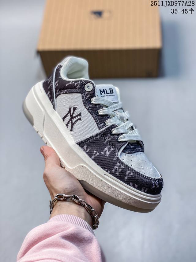 公司级Mlb Chunky Liner Denim 潮流百搭 厚底增高 牛仔舒适休闲鞋 防滑耐磨 低帮 老爹鞋 货号:3Asxm016N 尺码:35 36 36