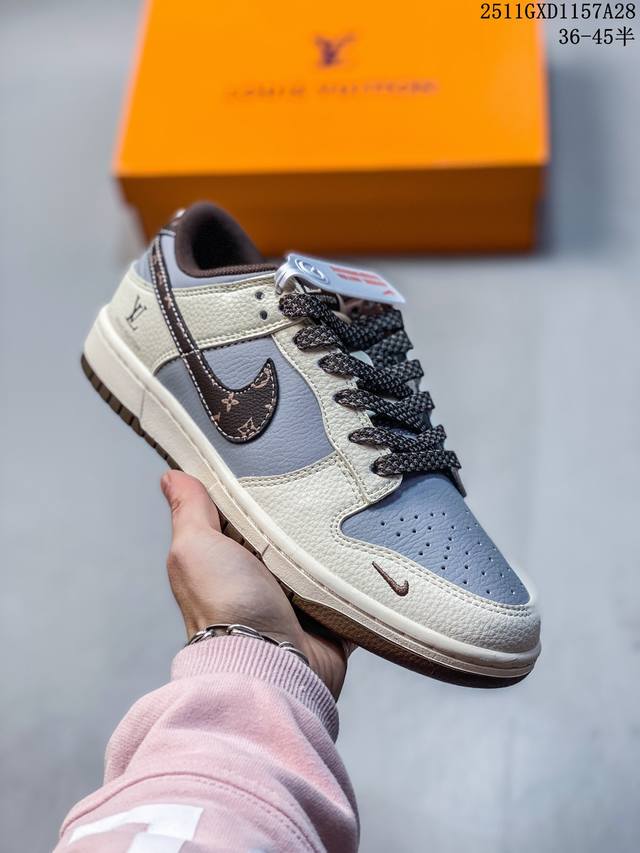 海外爆款限量发售！Nike Sb Dunk Low“Lv联名 花棕勾” 周年高端定制 低帮休闲板鞋 定制鞋盒 大厂纯原品质出货 超高清洁度 皮料切割干净无任何毛