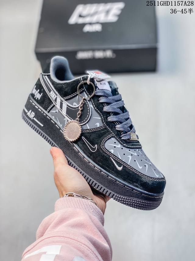 海外限量发售！公司级Nike Air Force 1 '07 Low “黑乱勾”空军一号 低帮 运动鞋 休闲鞋 折边针车 工艺难度大 原楦头原纸板 原装鞋盒 定